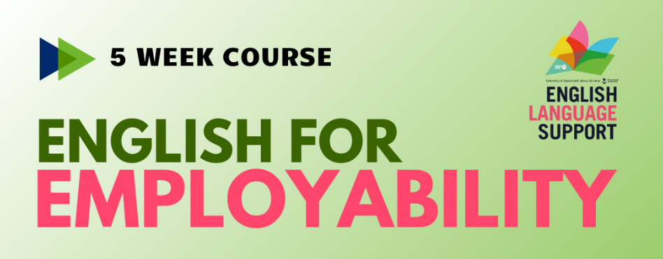 A banner of the English for employability course  - title & 5 weeks