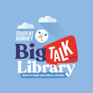 Logo that says 'Big Talk Share to shape your Library)