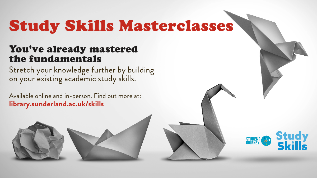 Study Skills Masterclass origami stretch your knowledge session advert